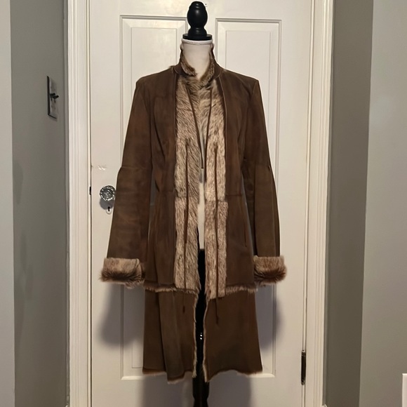 Leather Shearling Coat Nicole Miller